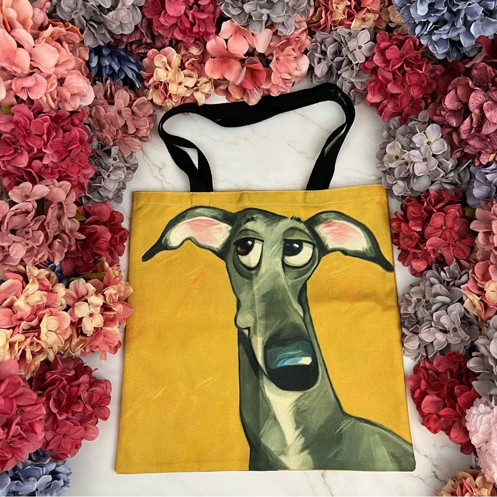 Eco-Friendly Sly Gray Greyhound Dog Folding Tote Bag - Picture 2 of 13